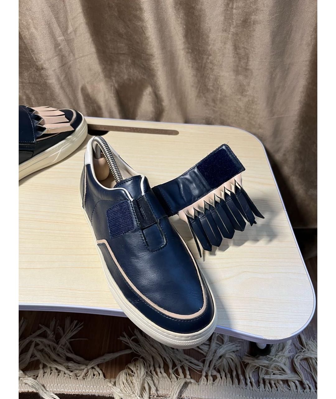 TOD'S Темно-синие кожаные кеды, фото 8