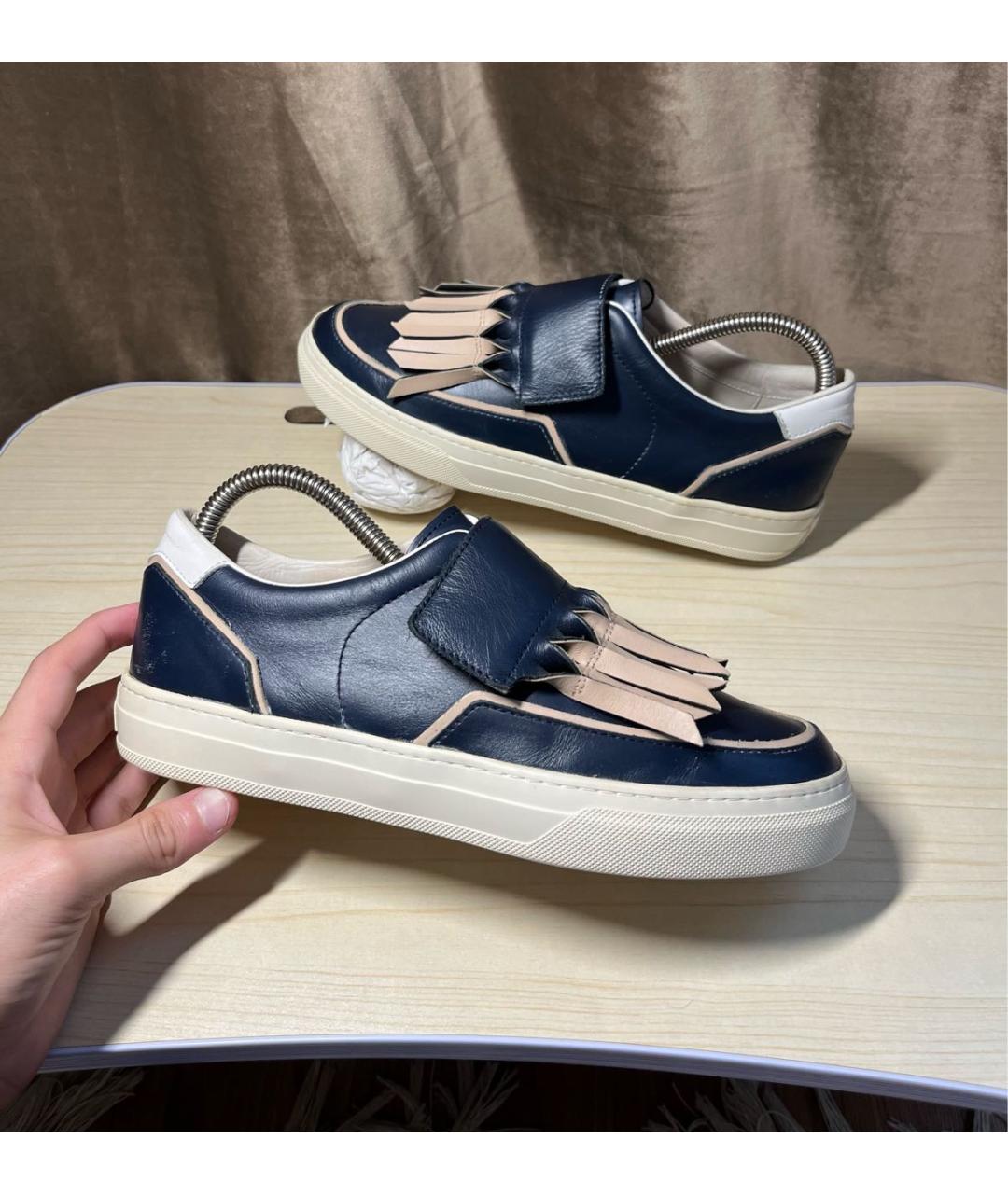 TOD'S Темно-синие кожаные кеды, фото 9