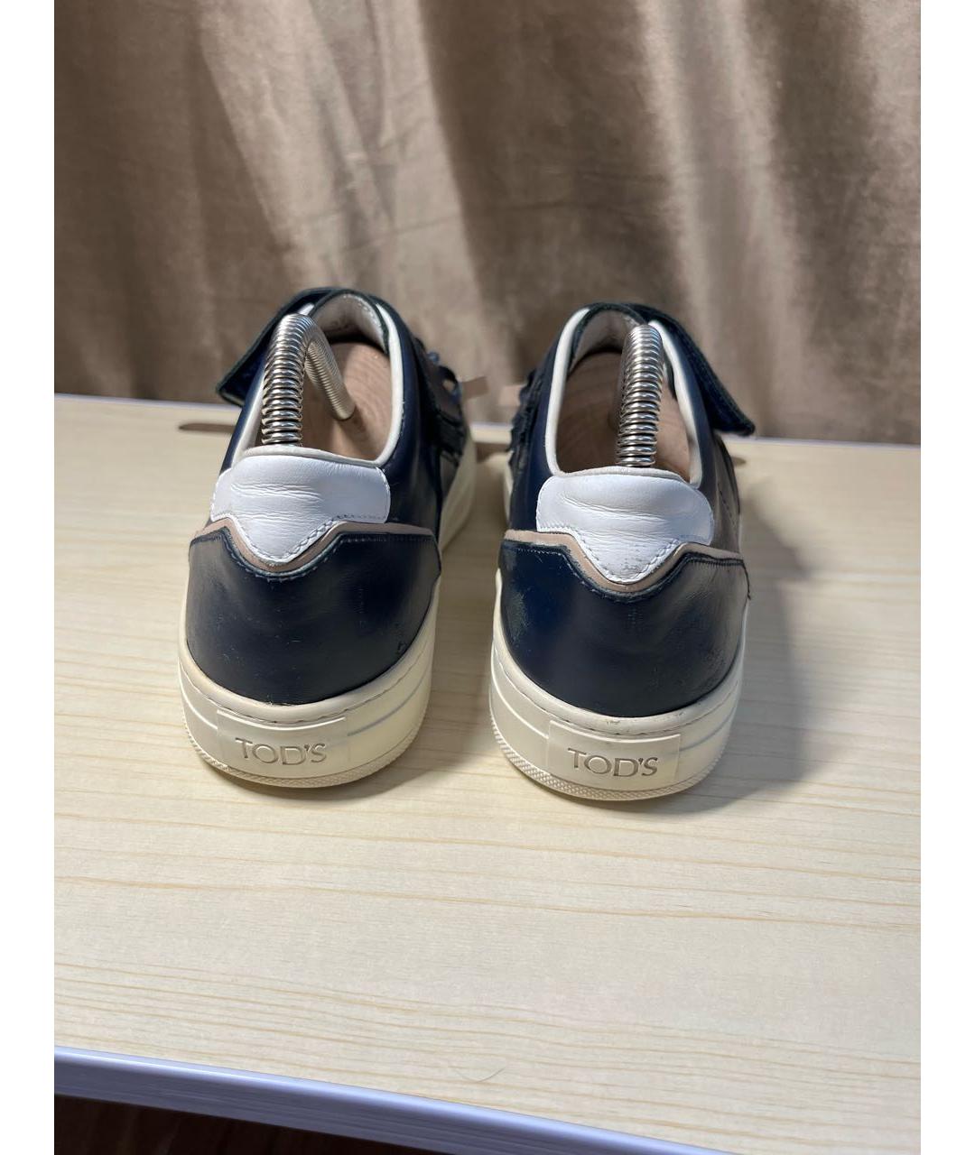 TOD'S Темно-синие кожаные кеды, фото 4
