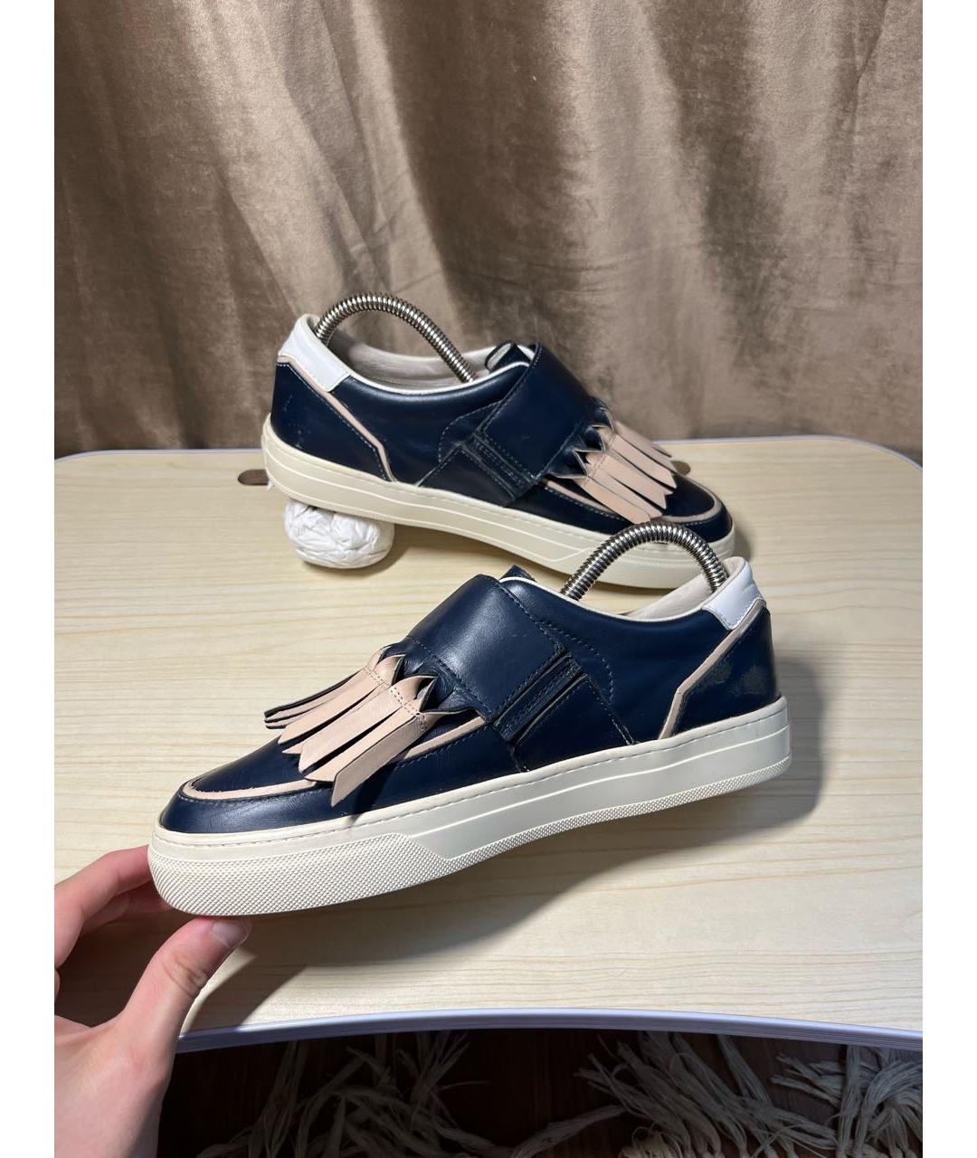 TOD'S Темно-синие кожаные кеды, фото 6