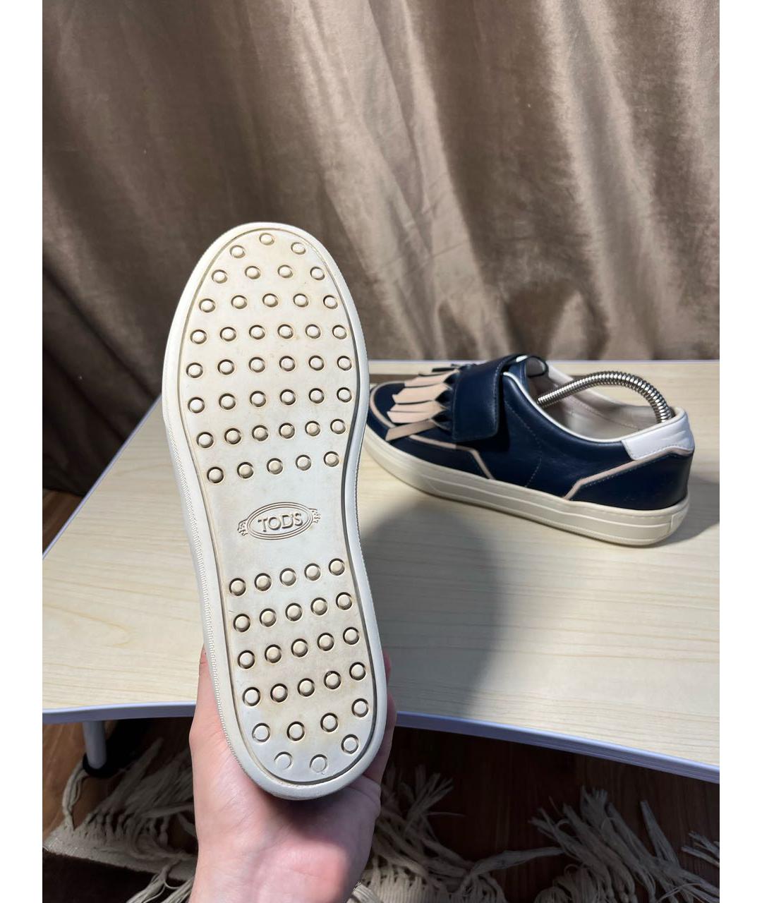 TOD'S Темно-синие кожаные кеды, фото 7