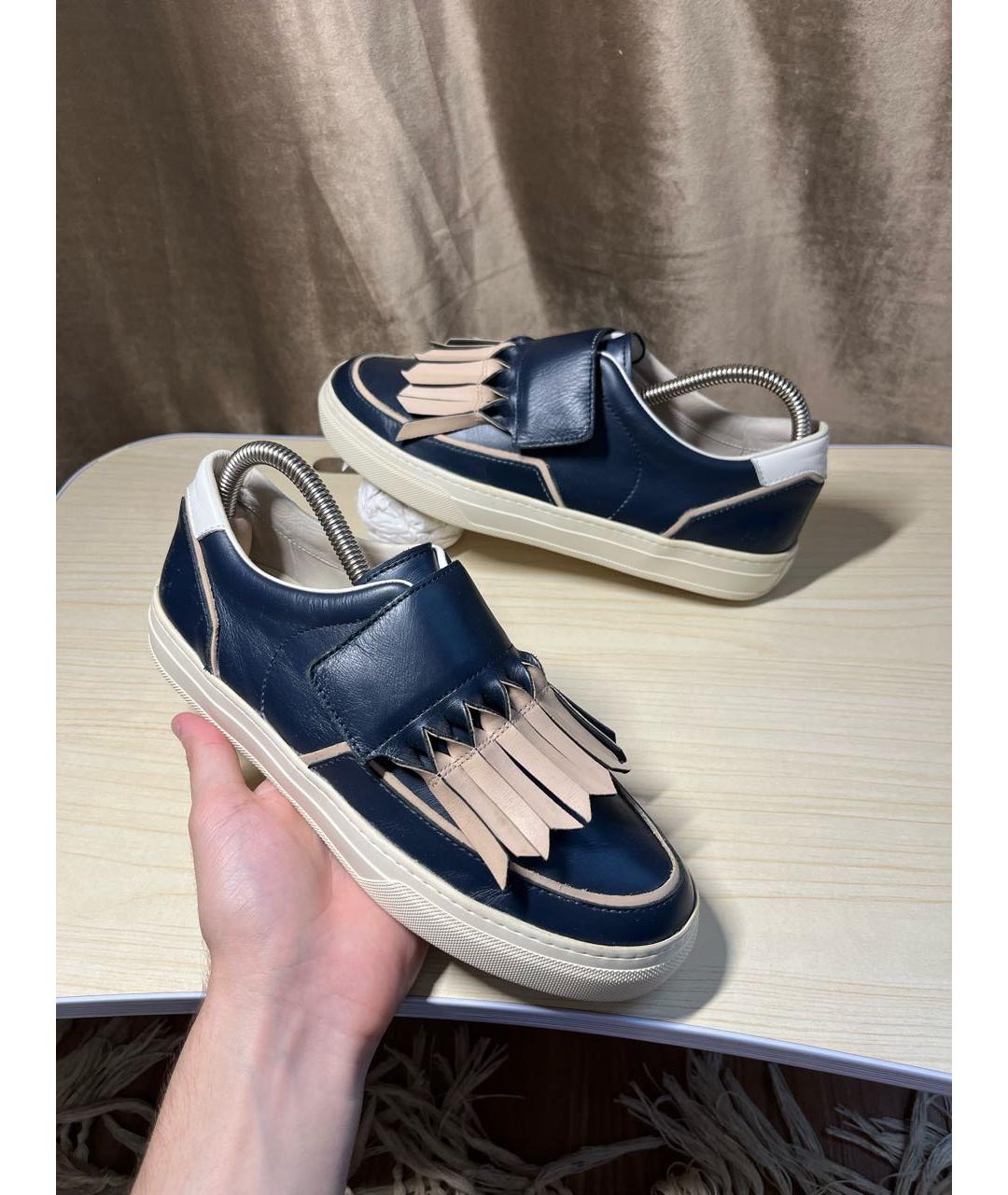 TOD'S Темно-синие кожаные кеды, фото 5