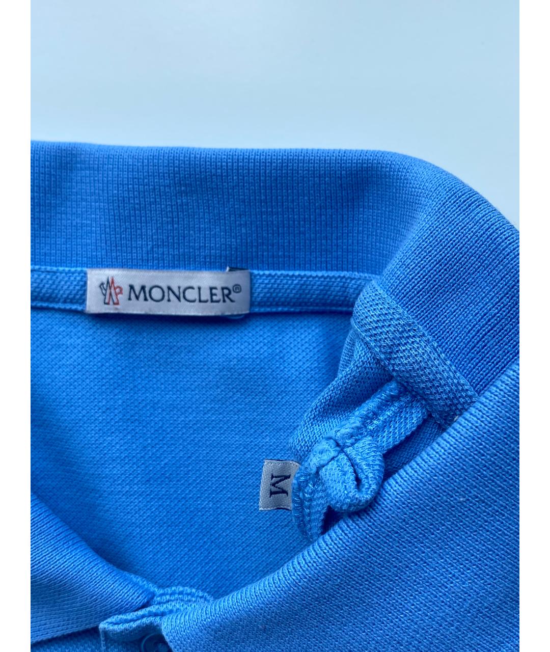 MONCLER Голубое хлопковое поло с коротким рукавом, фото 4