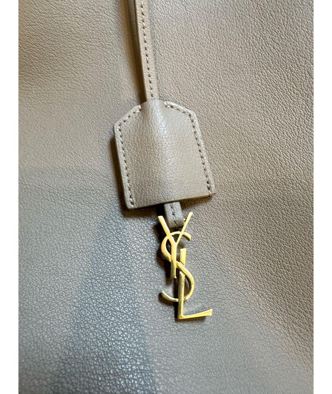SAINT LAURENT Бежевая кожаная сумка тоут, фото 7