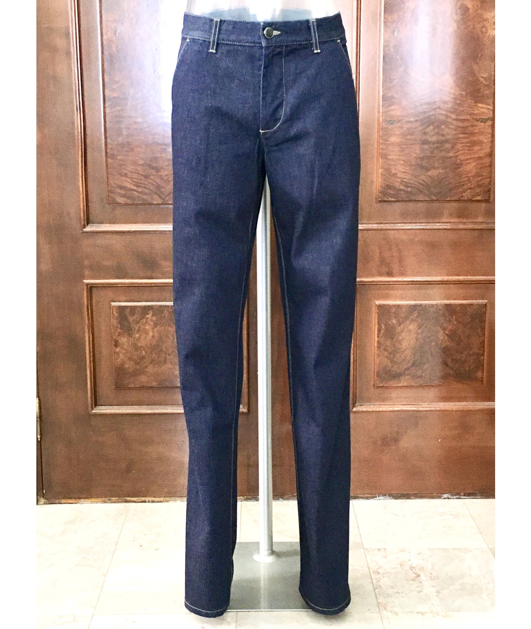 BILANCIONI Темно-синие хлопковые прямые джинсы, фото 4
