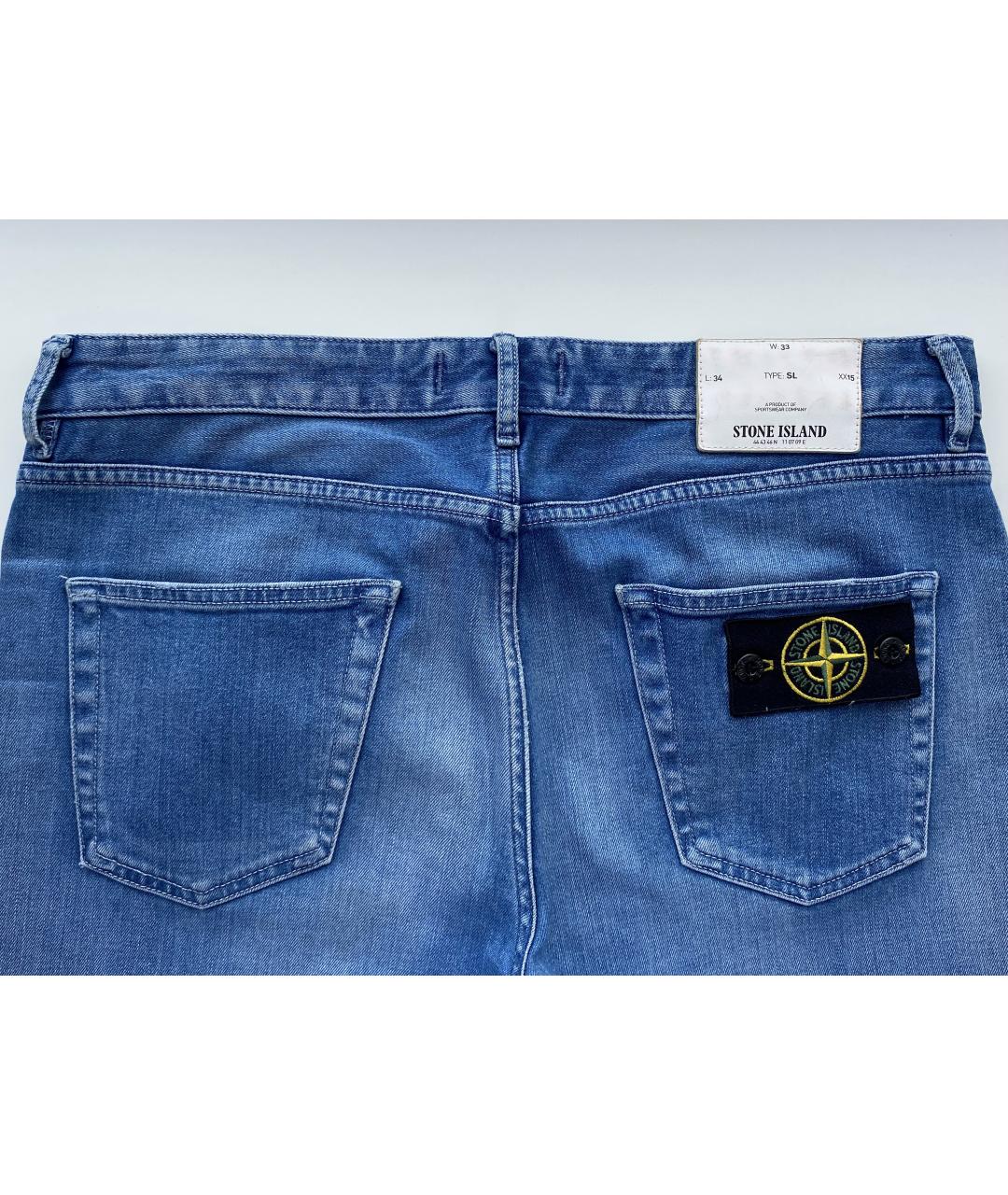 STONE ISLAND Синие хлопко-эластановые джинсы, фото 4