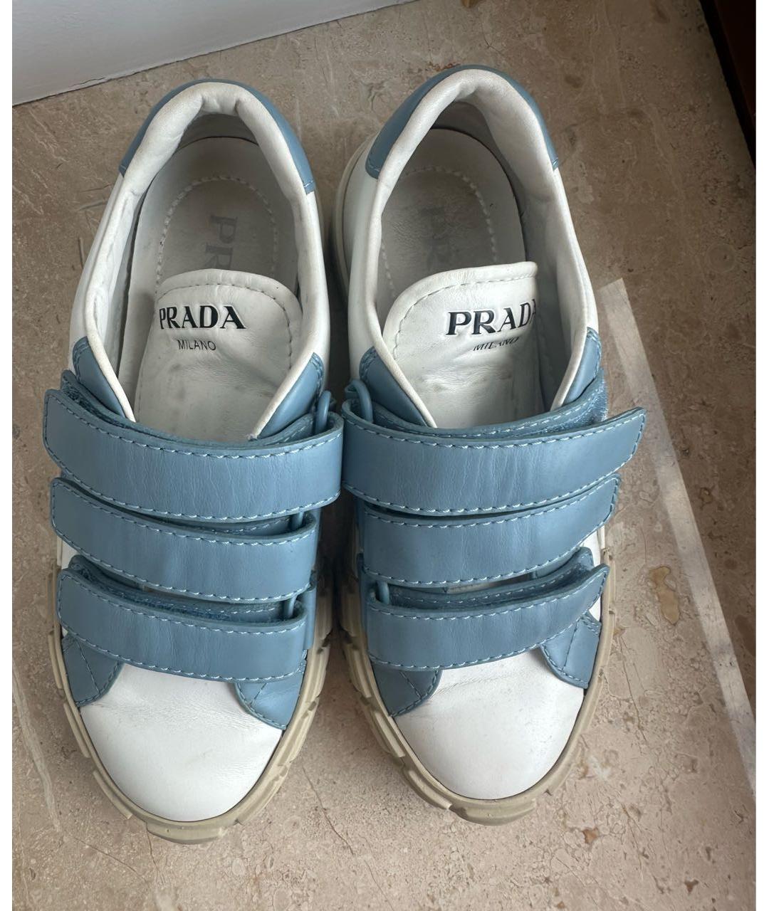 PRADA Белые кожаные кеды, фото 3
