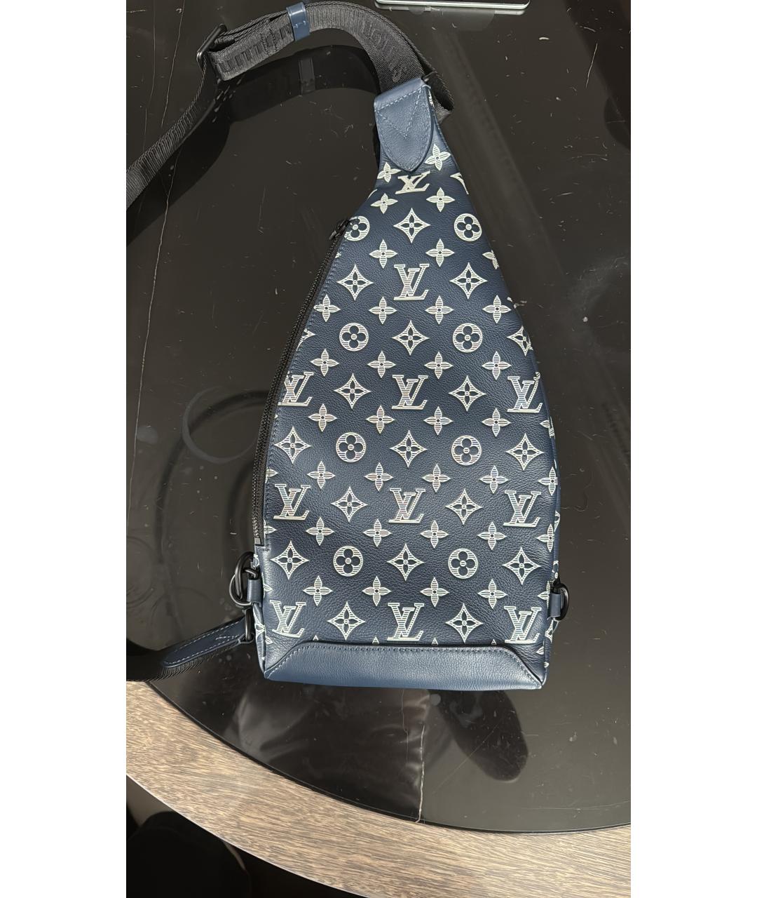 LOUIS VUITTON Синяя кожаная барсетка, фото 2