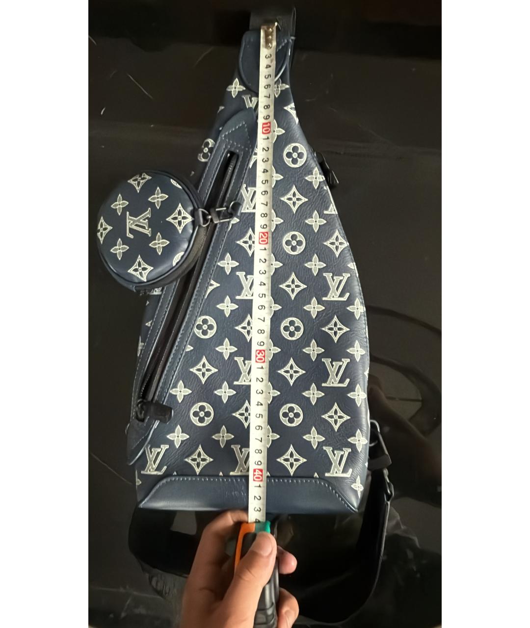 LOUIS VUITTON Синяя кожаная барсетка, фото 3