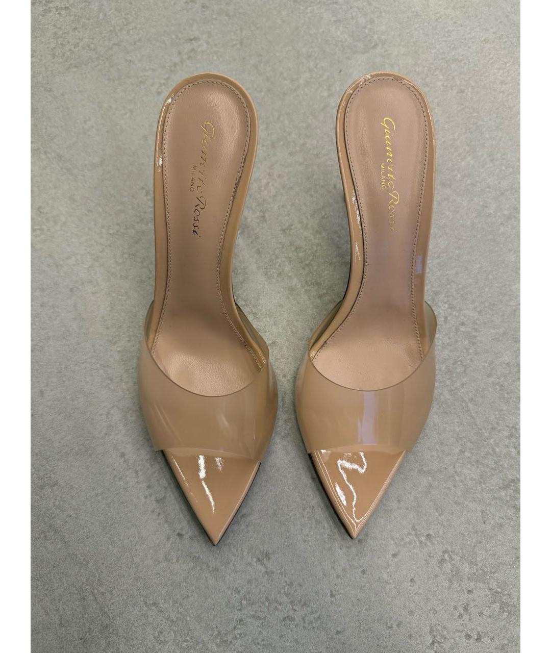 GIANVITO ROSSI Бежевые кожаные мюли, фото 2