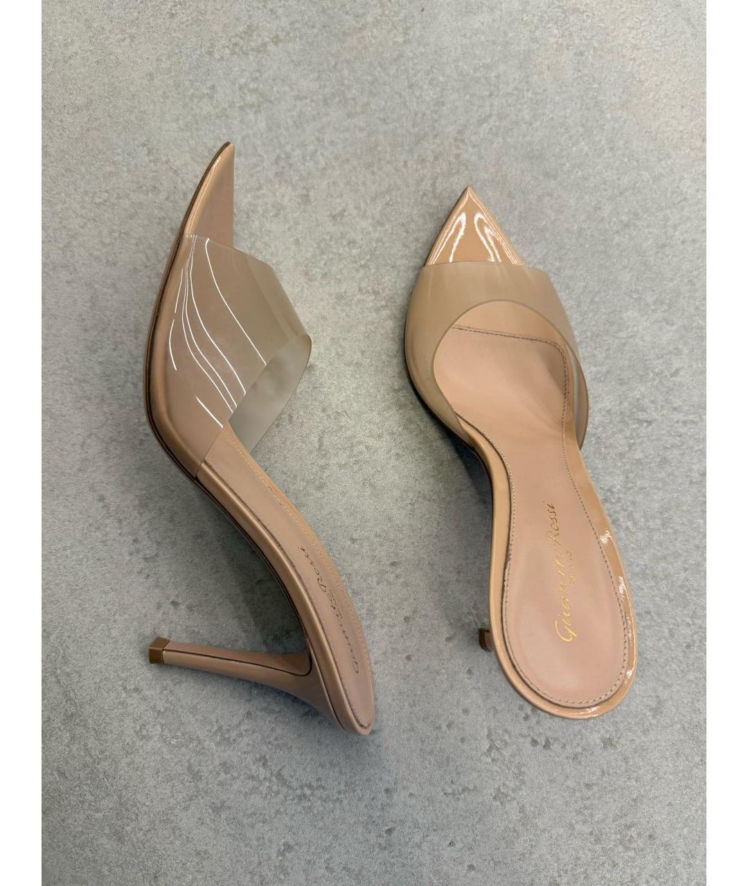 GIANVITO ROSSI Бежевые кожаные мюли, фото 4