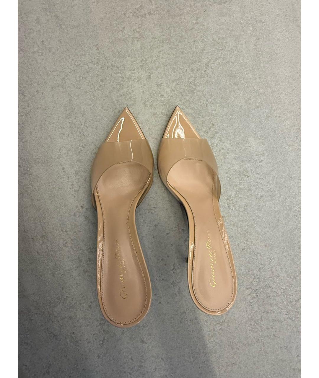 GIANVITO ROSSI Бежевые кожаные мюли, фото 6