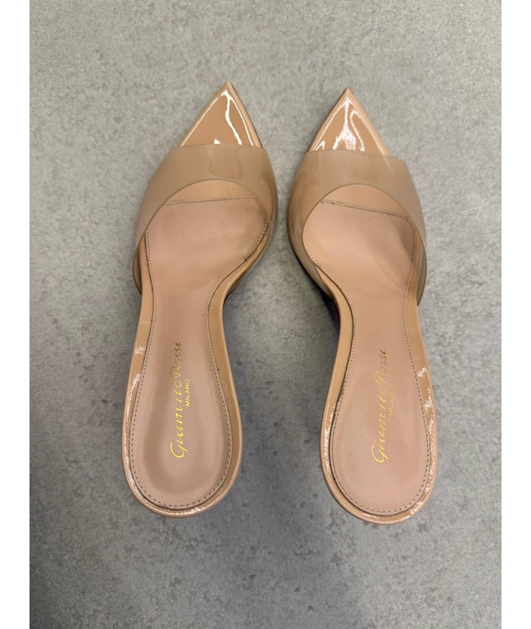 GIANVITO ROSSI Бежевые кожаные мюли, фото 3