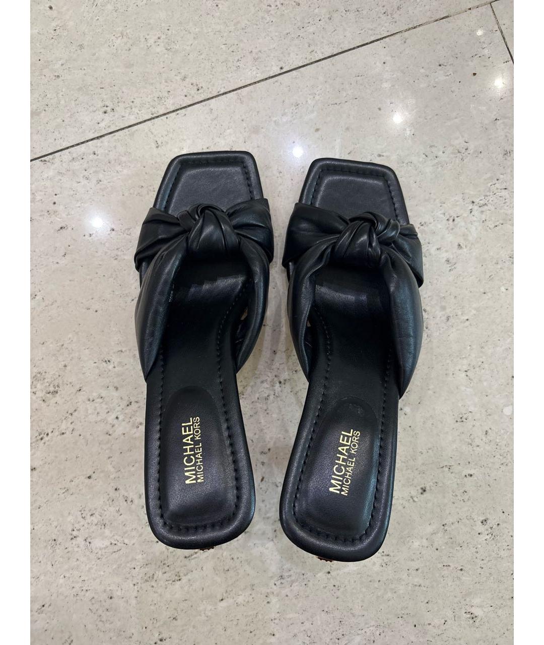 MICHAEL KORS Черные кожаные мюли, фото 3