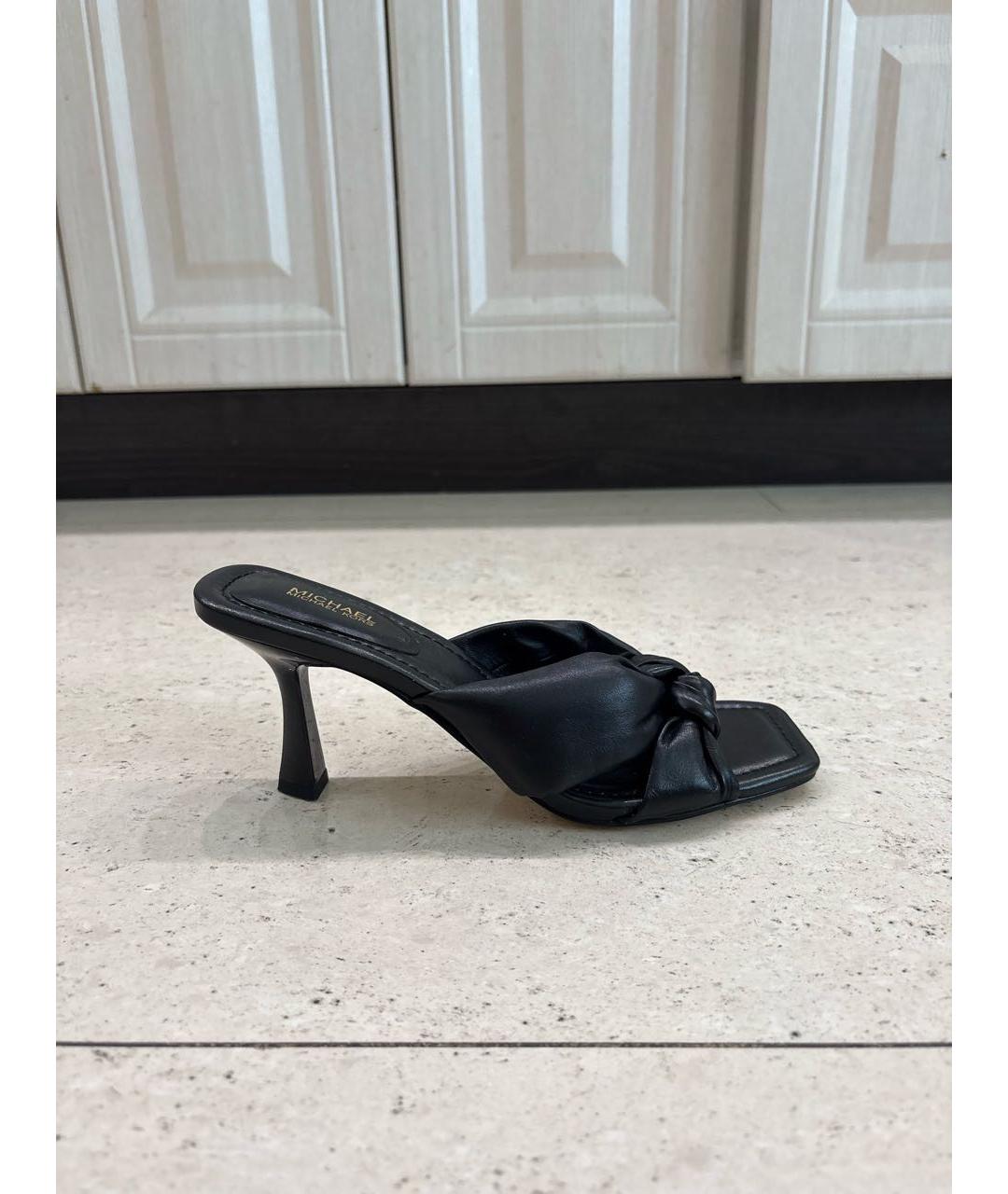 MICHAEL KORS Черные кожаные мюли, фото 5
