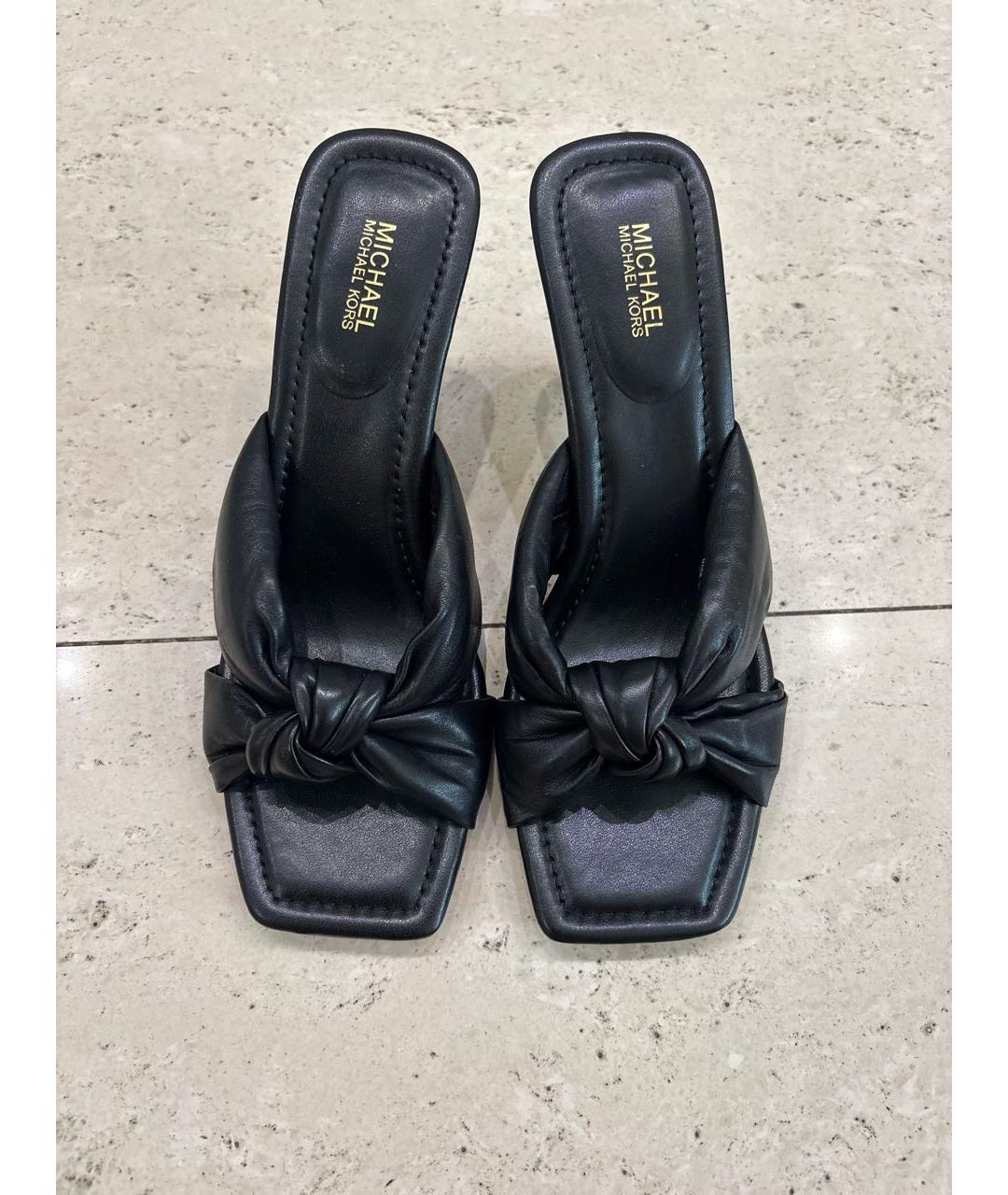 MICHAEL KORS Черные кожаные мюли, фото 2