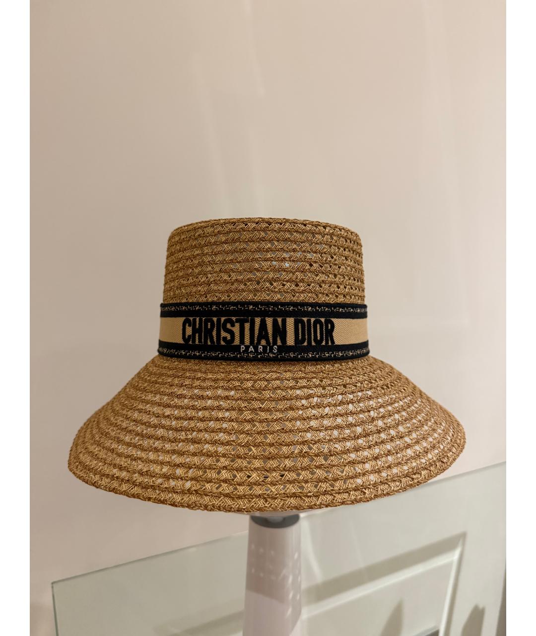 CHRISTIAN DIOR Бежевая соломенная шляпа, фото 5