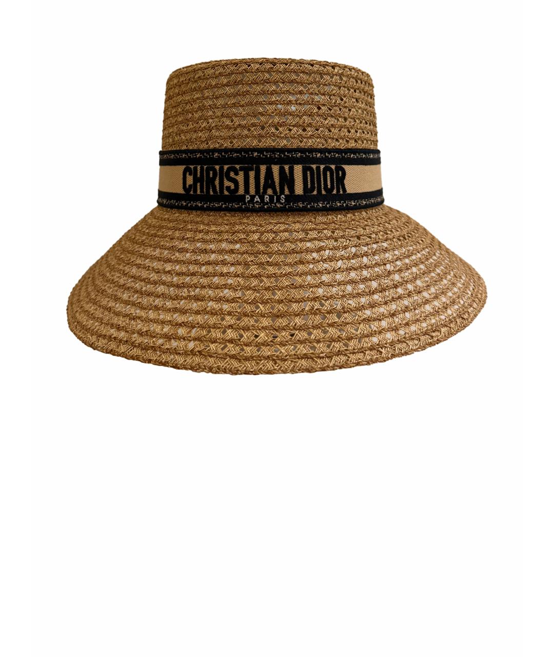 CHRISTIAN DIOR Бежевая соломенная шляпа, фото 1