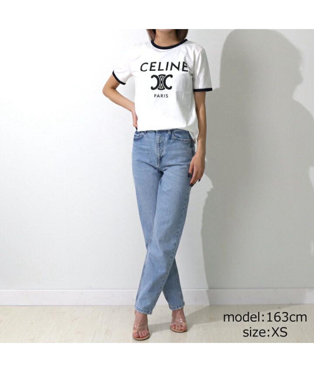 CELINE Белая хлопковая футболка, фото 7