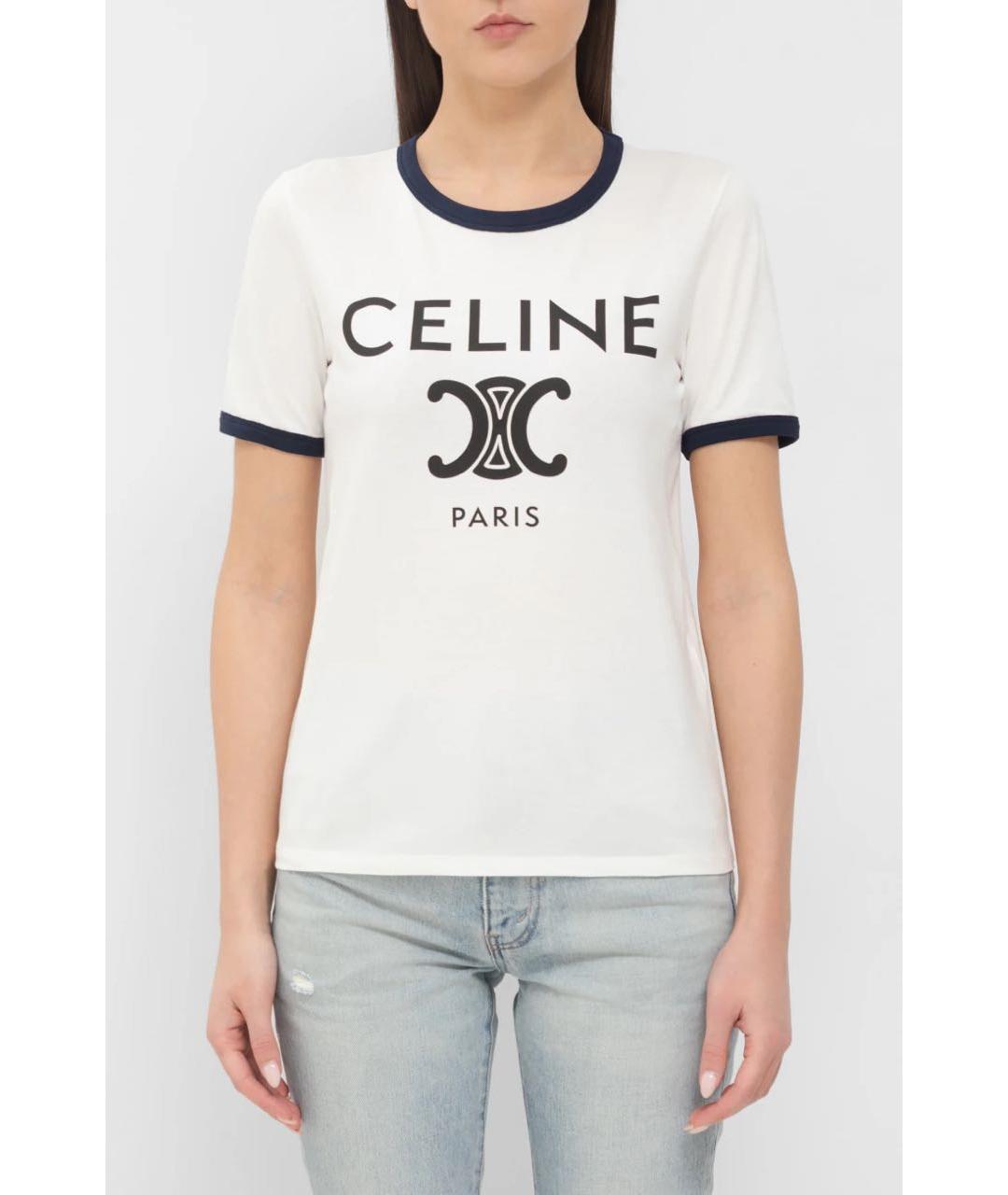 CELINE Белая хлопковая футболка, фото 3