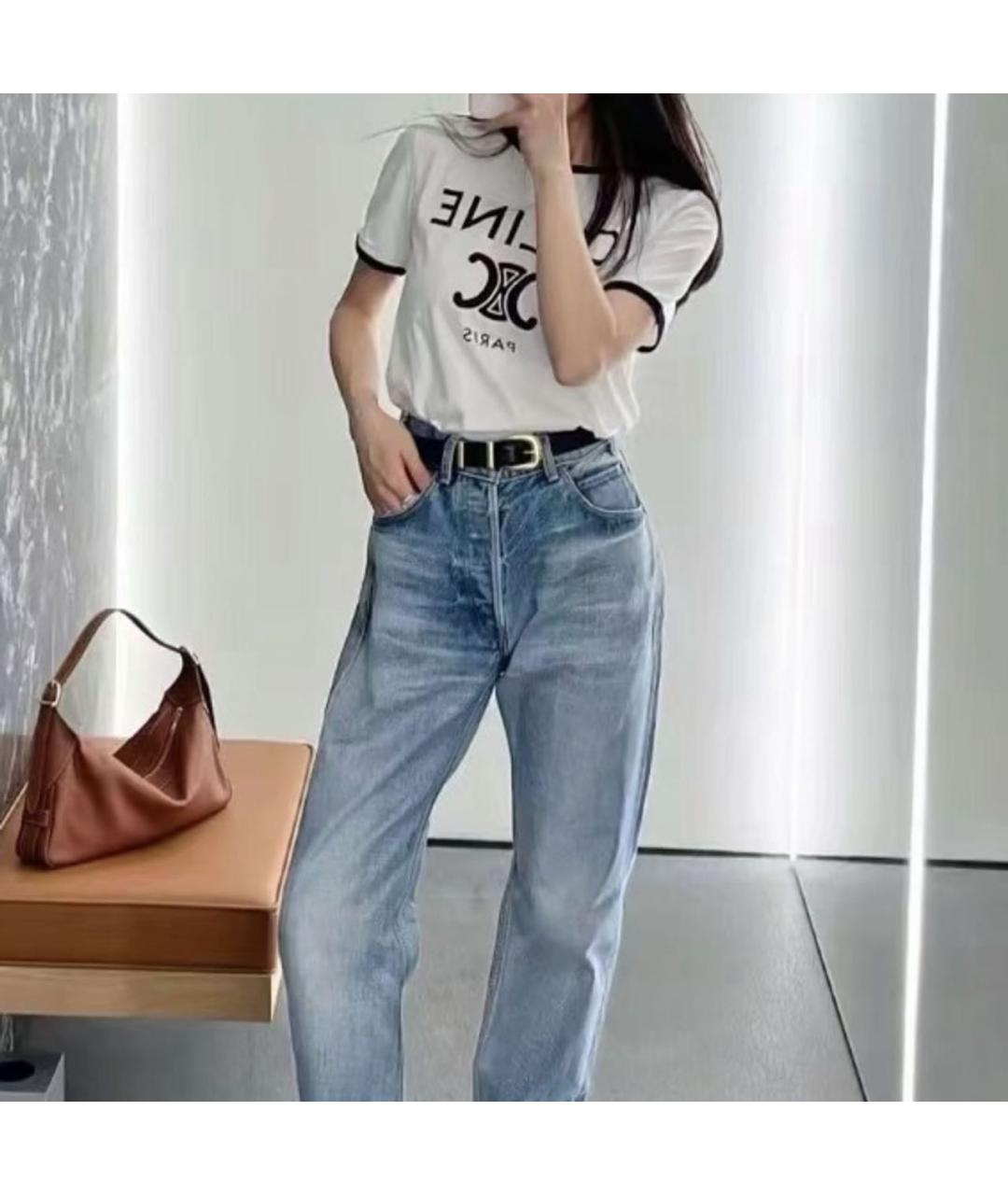 CELINE Белая хлопковая футболка, фото 8