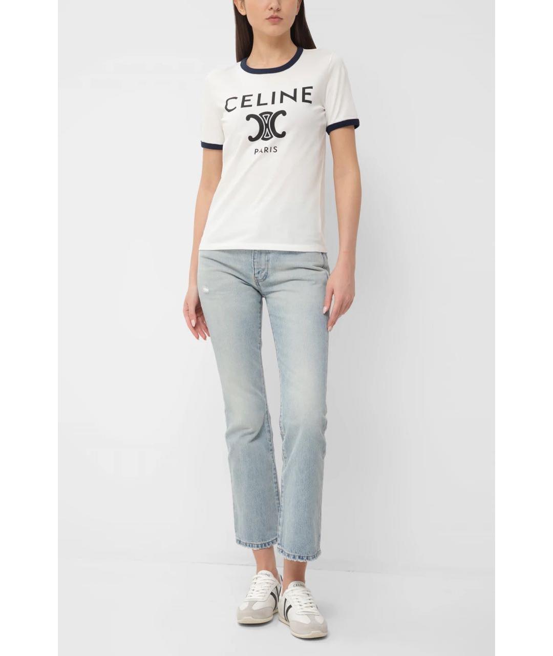 CELINE Белая хлопковая футболка, фото 6