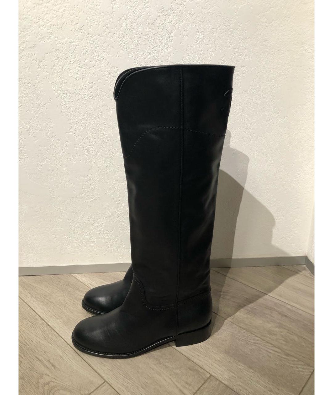 CHANEL Черные кожаные сапоги, фото 3