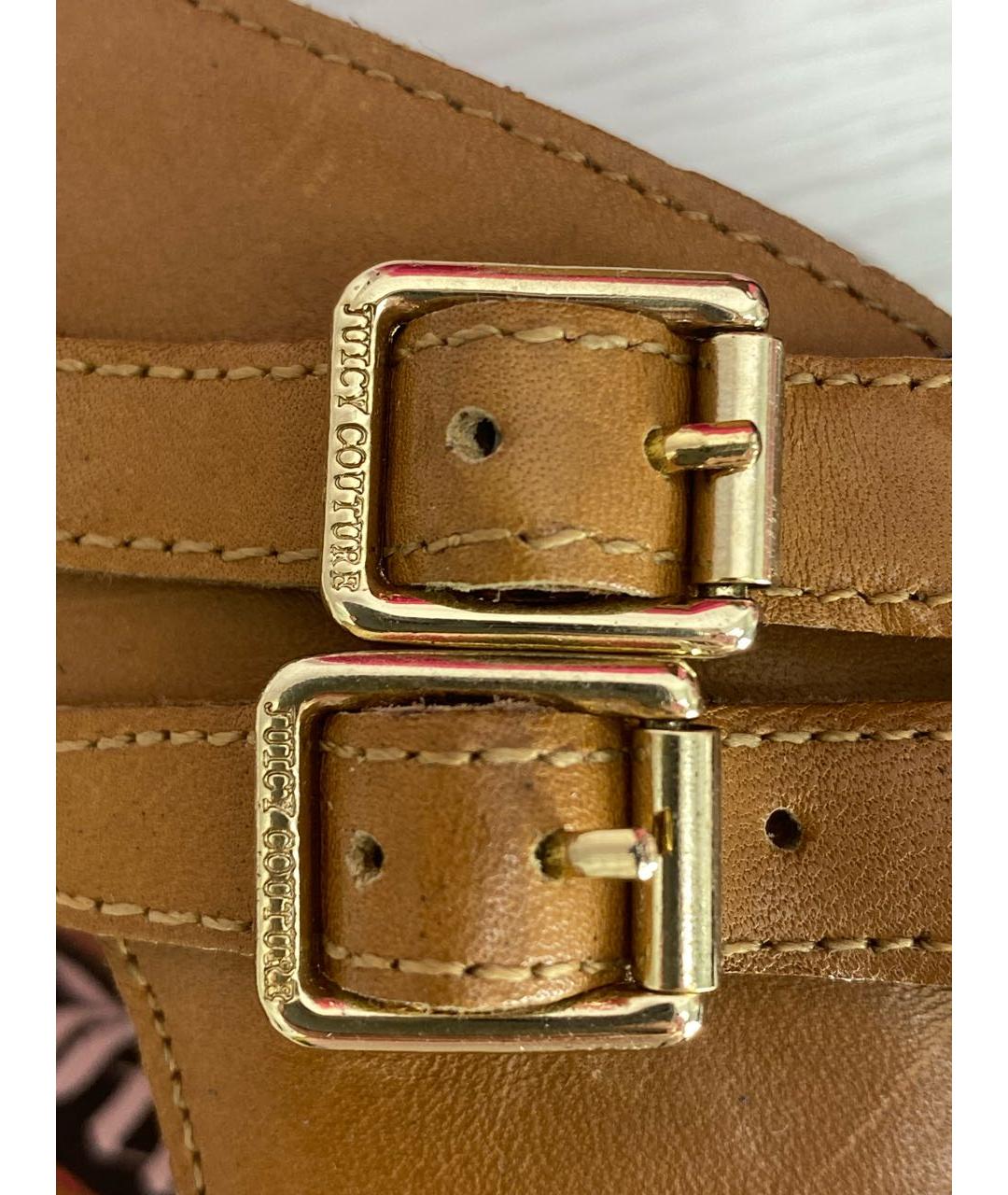 JUICY COUTURE Бежевые кожаные босоножки, фото 8