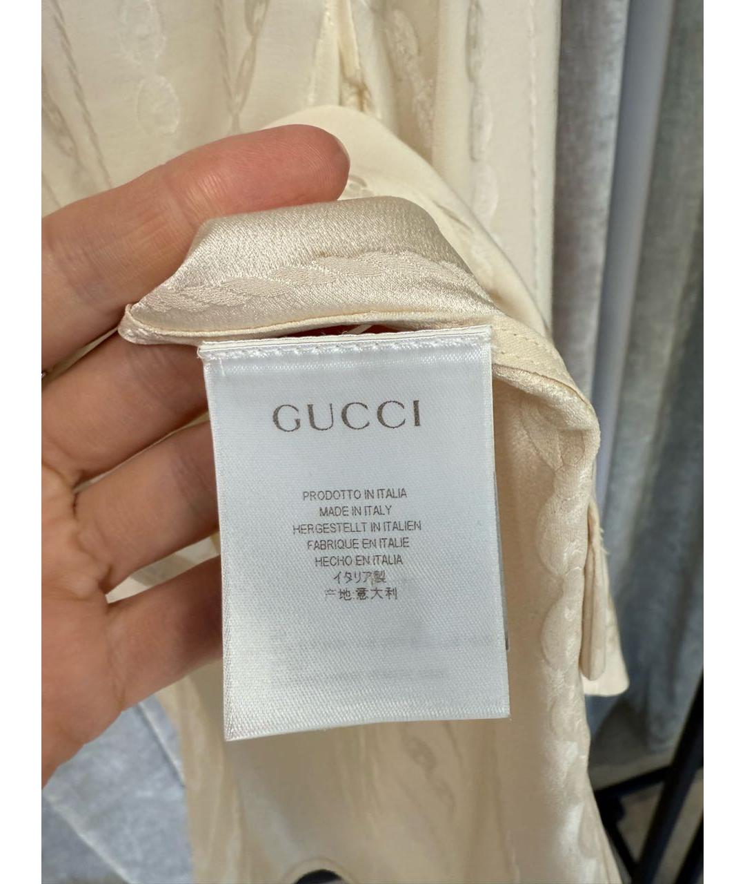 GUCCI Бежевая шелковая блузы, фото 6