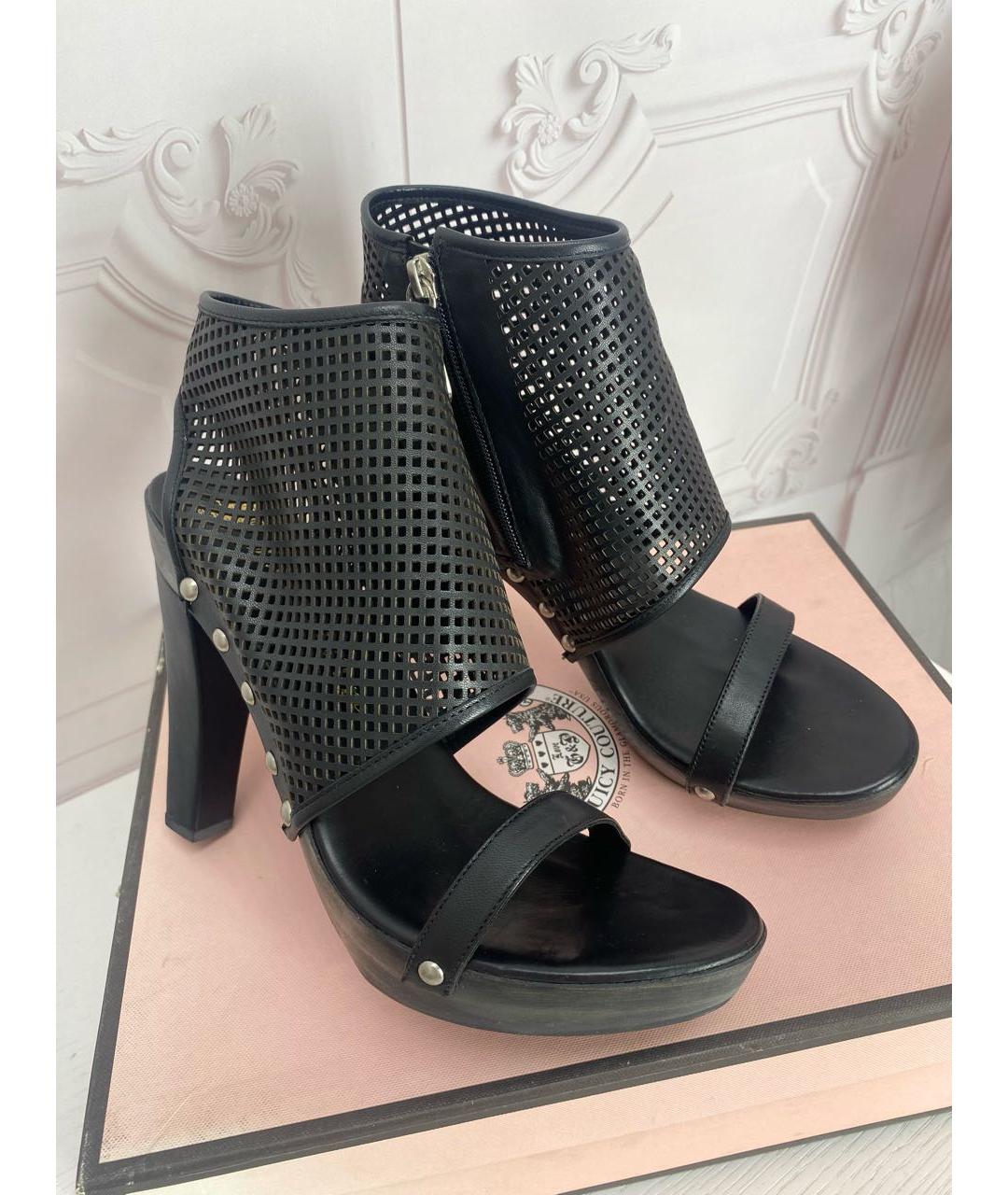 JUICY COUTURE Черные кожаные босоножки, фото 5