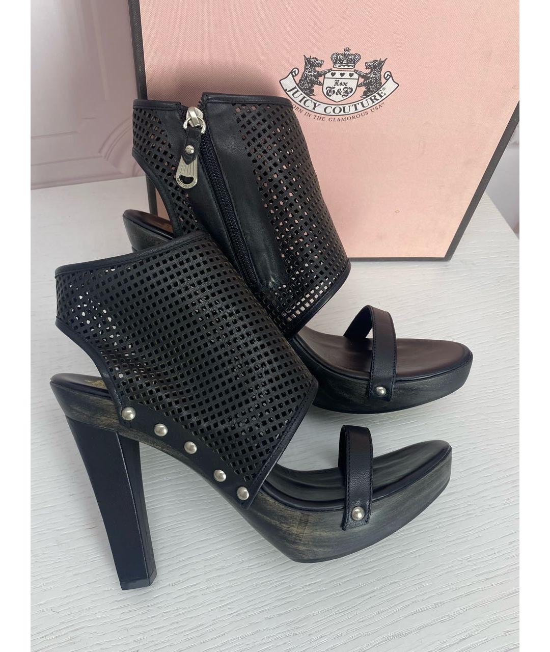 JUICY COUTURE Черные кожаные босоножки, фото 6