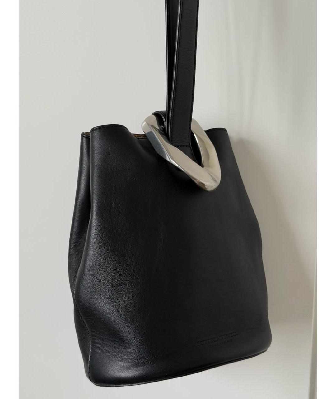 BOTTEGA VENETA Черная кожаная сумка через плечо, фото 2