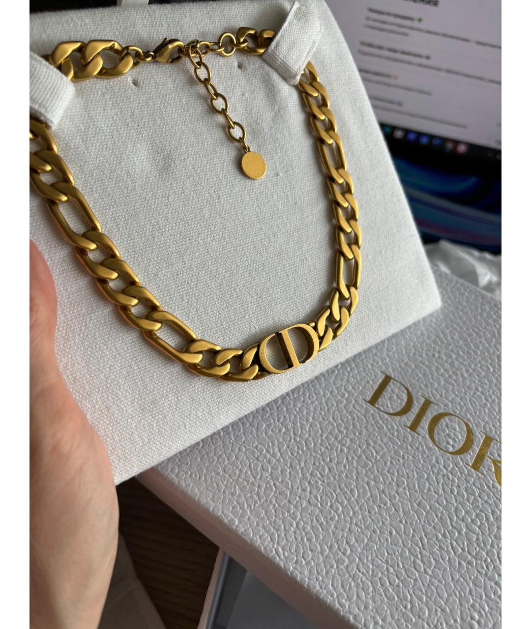 CHRISTIAN DIOR Золотой металлический чокер, фото 2