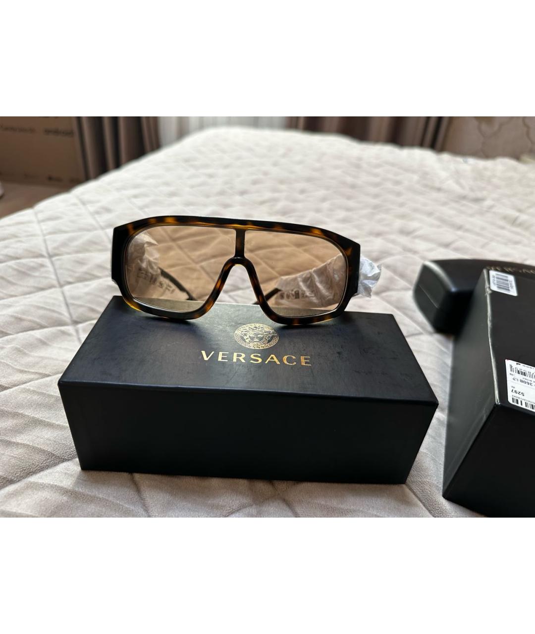 VERSACE Коричневые пластиковые солнцезащитные очки, фото 2