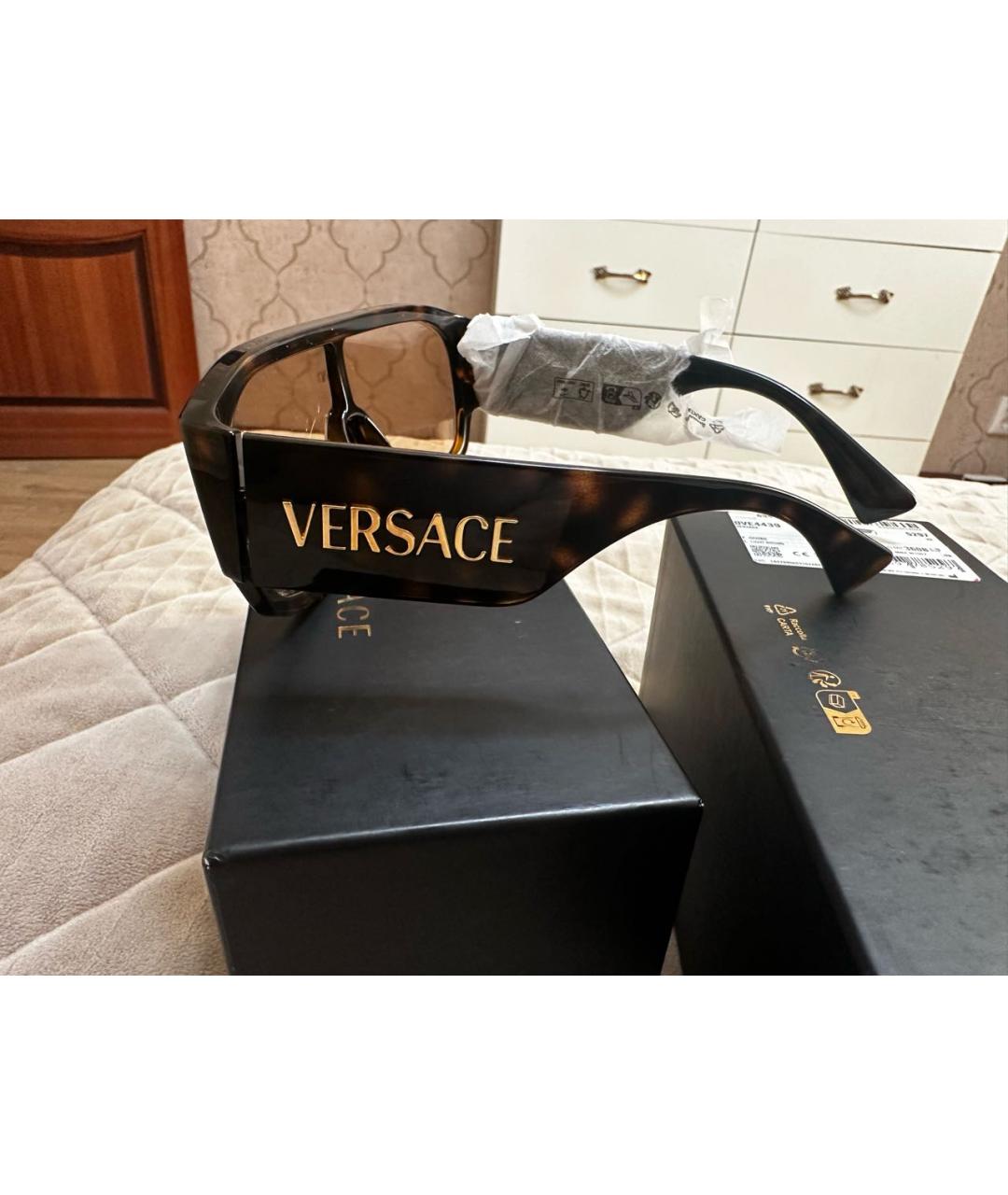 VERSACE Коричневые пластиковые солнцезащитные очки, фото 6