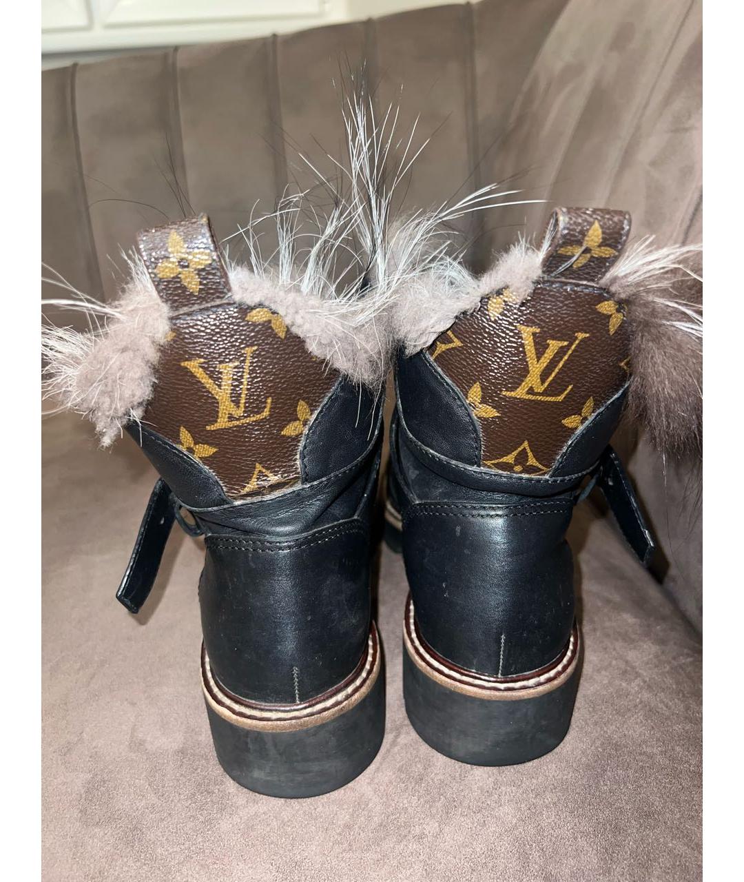 LOUIS VUITTON Черные кожаные ботинки, фото 5