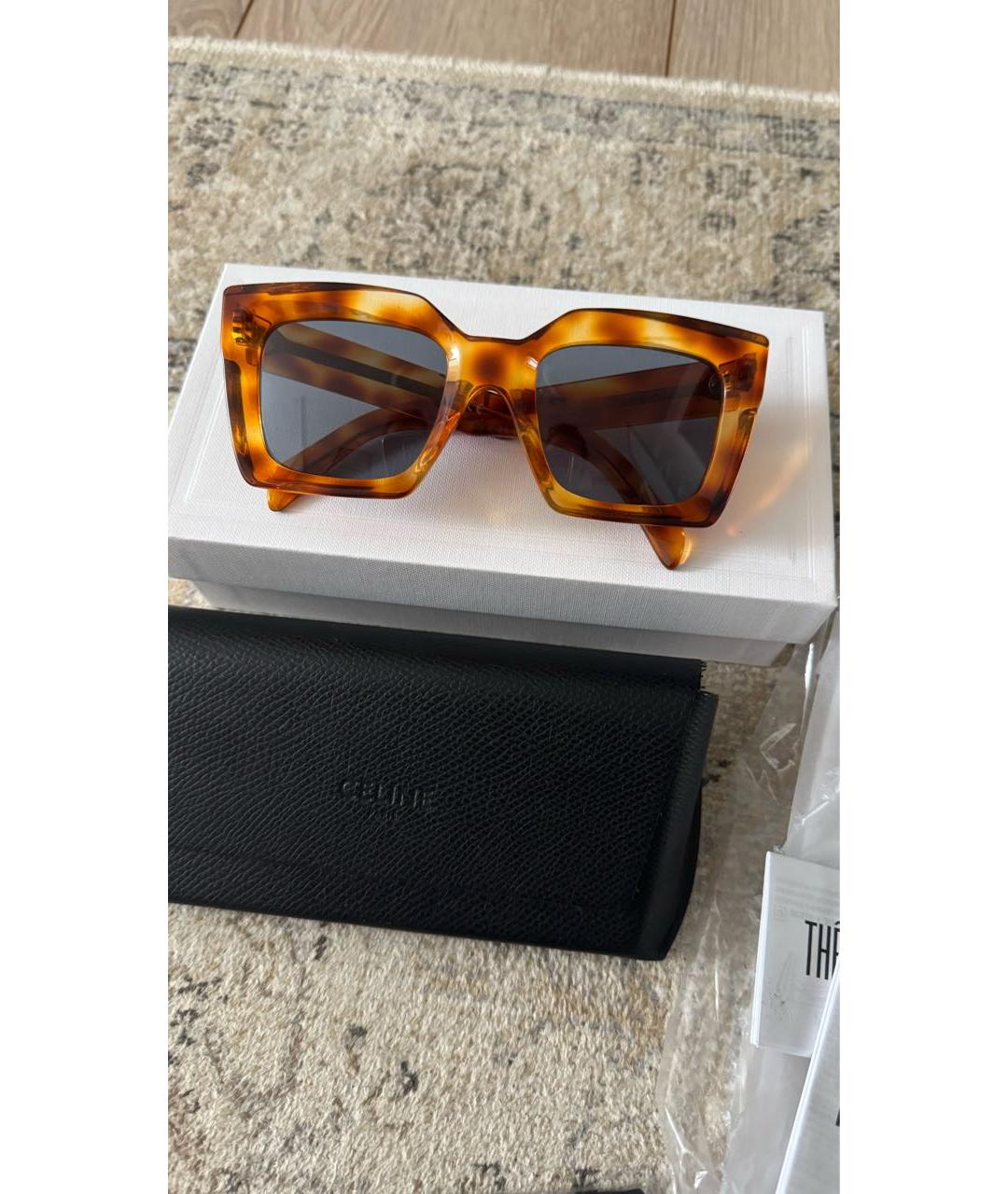 CELINE Оранжевое пластиковые солнцезащитные очки, фото 3