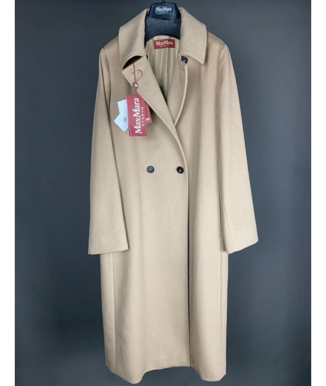 MAX MARA Бежевое шерстяное пальто, фото 9