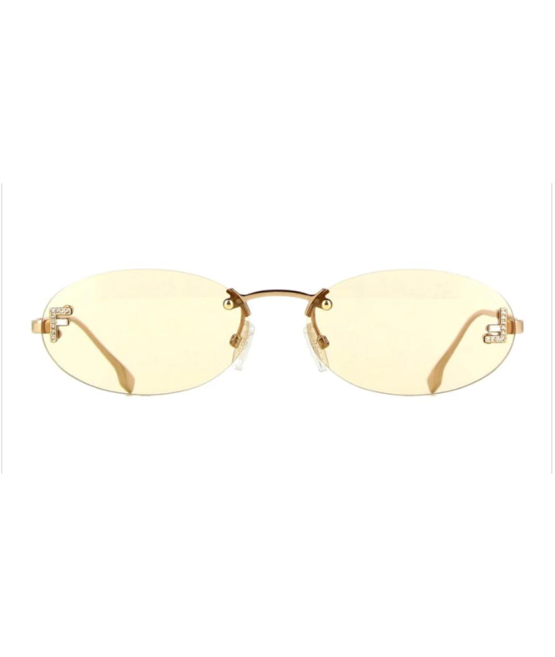 FENDI Желтые металлические солнцезащитные очки, фото 6