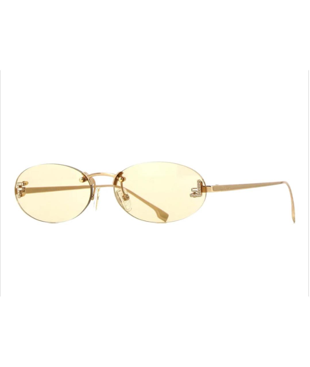 FENDI Желтые металлические солнцезащитные очки, фото 4
