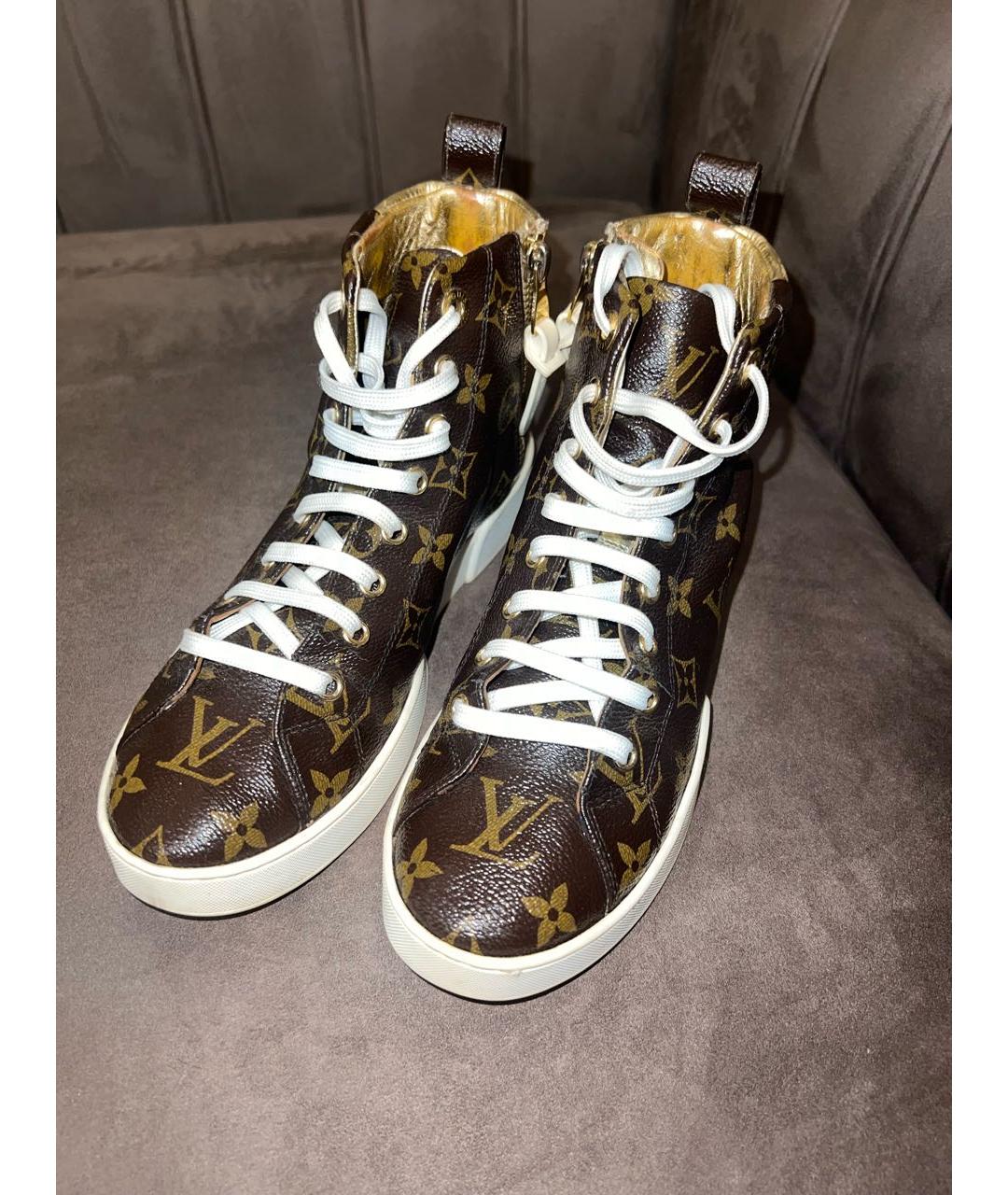 LOUIS VUITTON Коричневые кожаные кеды, фото 3