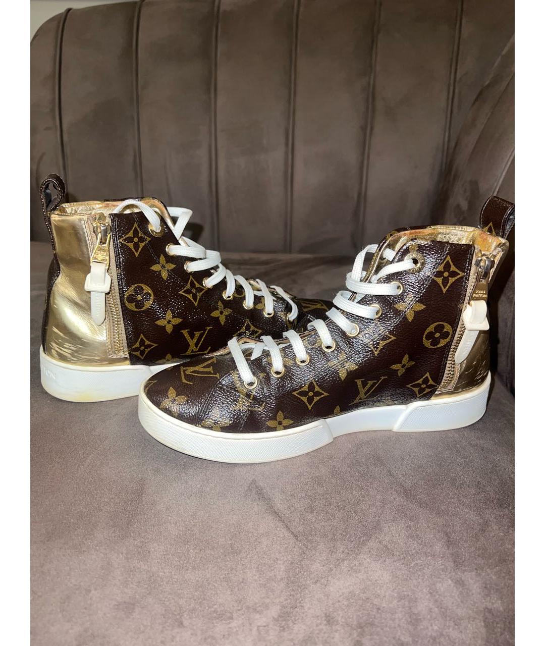 LOUIS VUITTON Коричневые кожаные кеды, фото 4