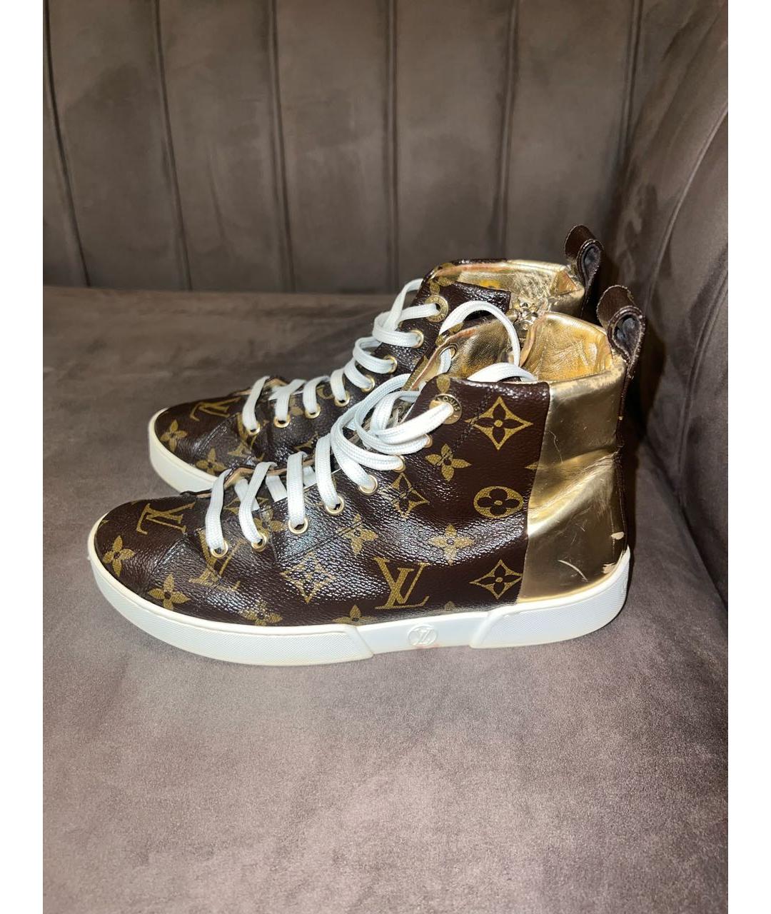 LOUIS VUITTON Коричневые кожаные кеды, фото 6