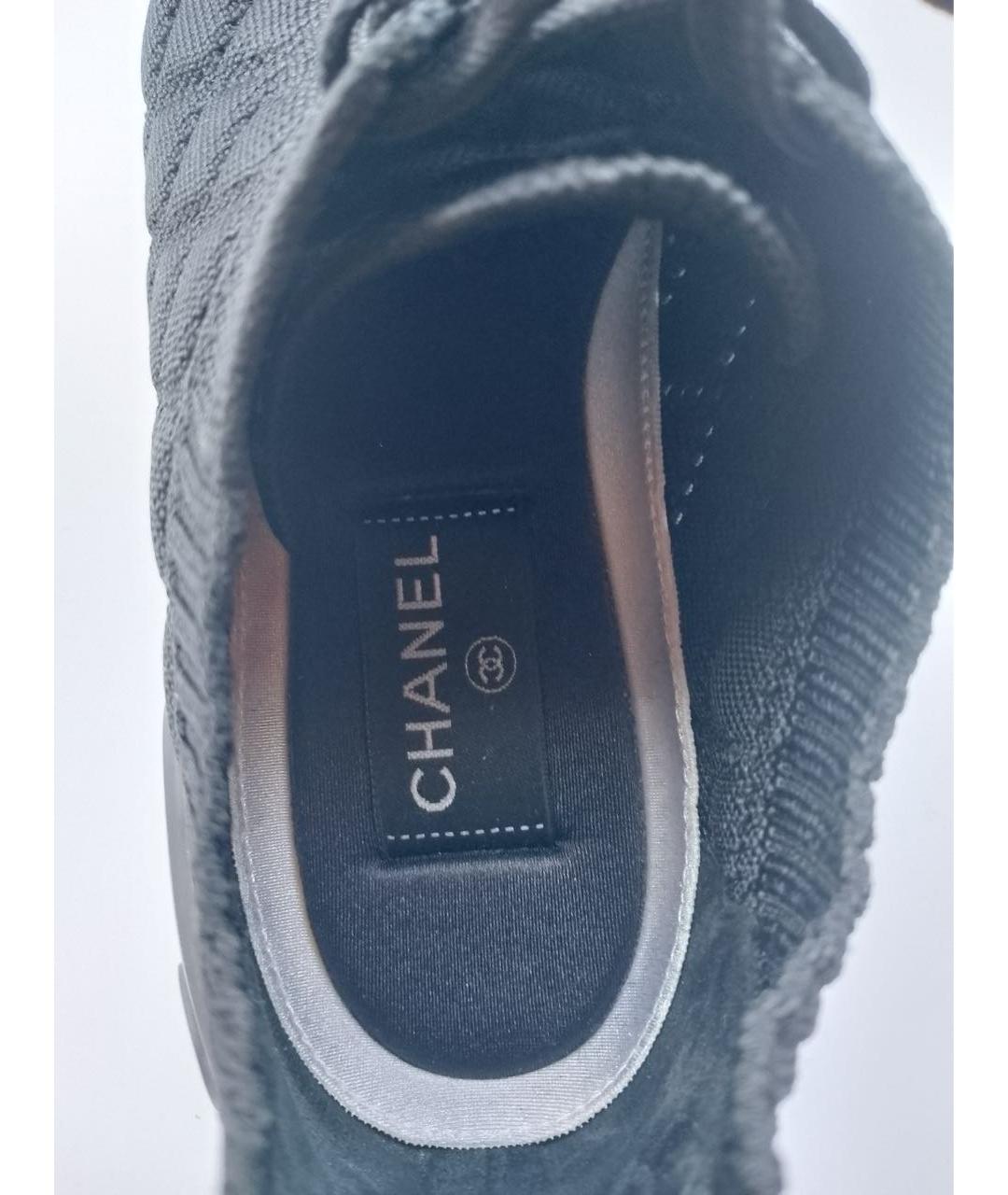 CHANEL Черные текстильные кроссовки, фото 4