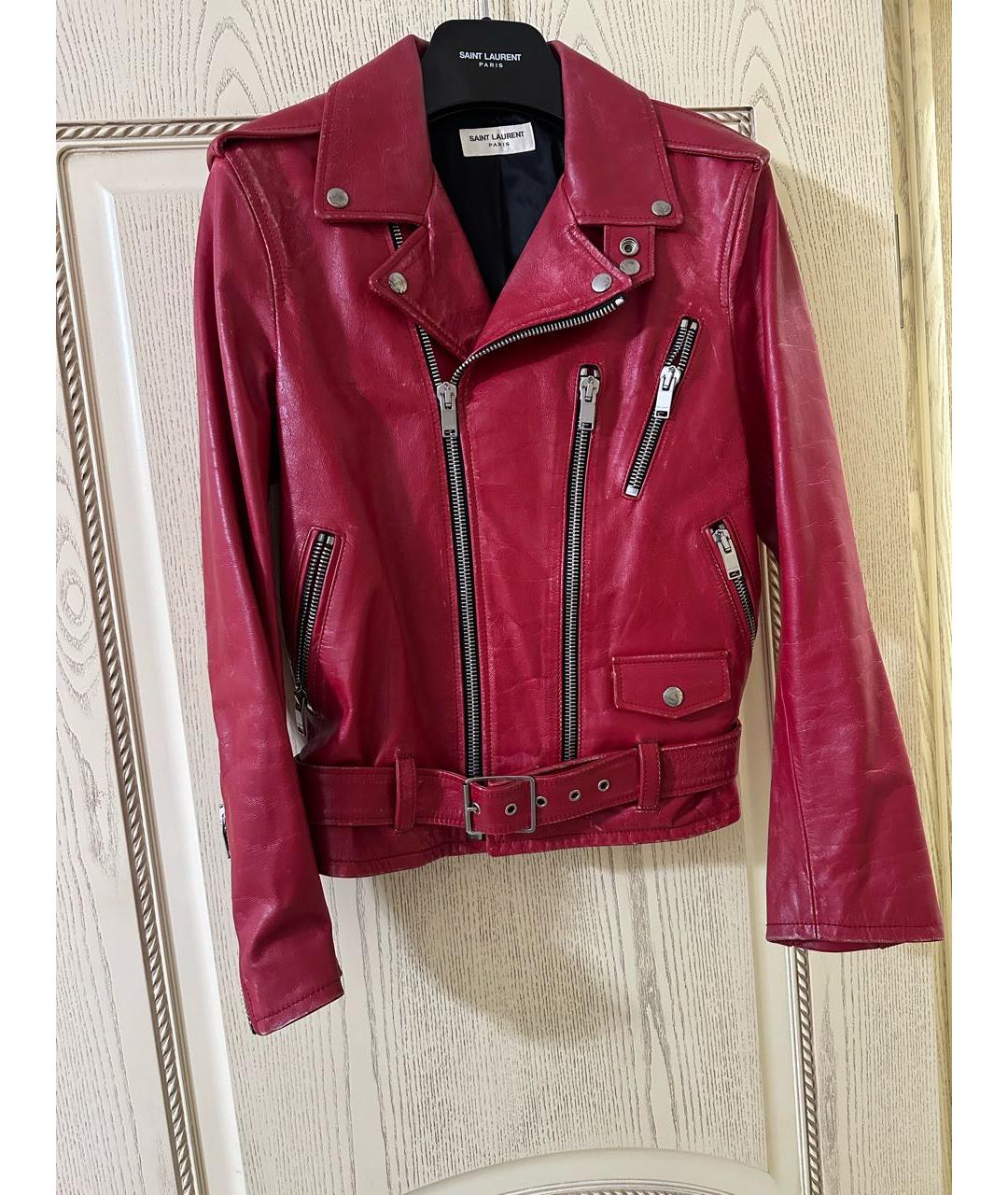 SAINT LAURENT Красная кожаная куртка, фото 8