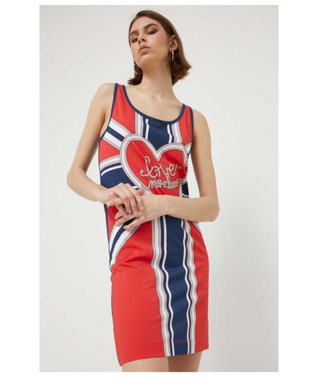 LOVE MOSCHINO Мульти хлопковое повседневное платье, фото 7