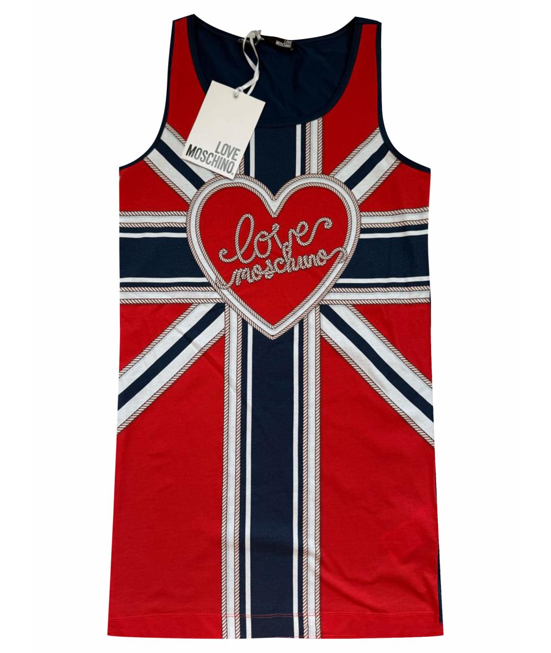 LOVE MOSCHINO Мульти хлопковое повседневное платье, фото 1