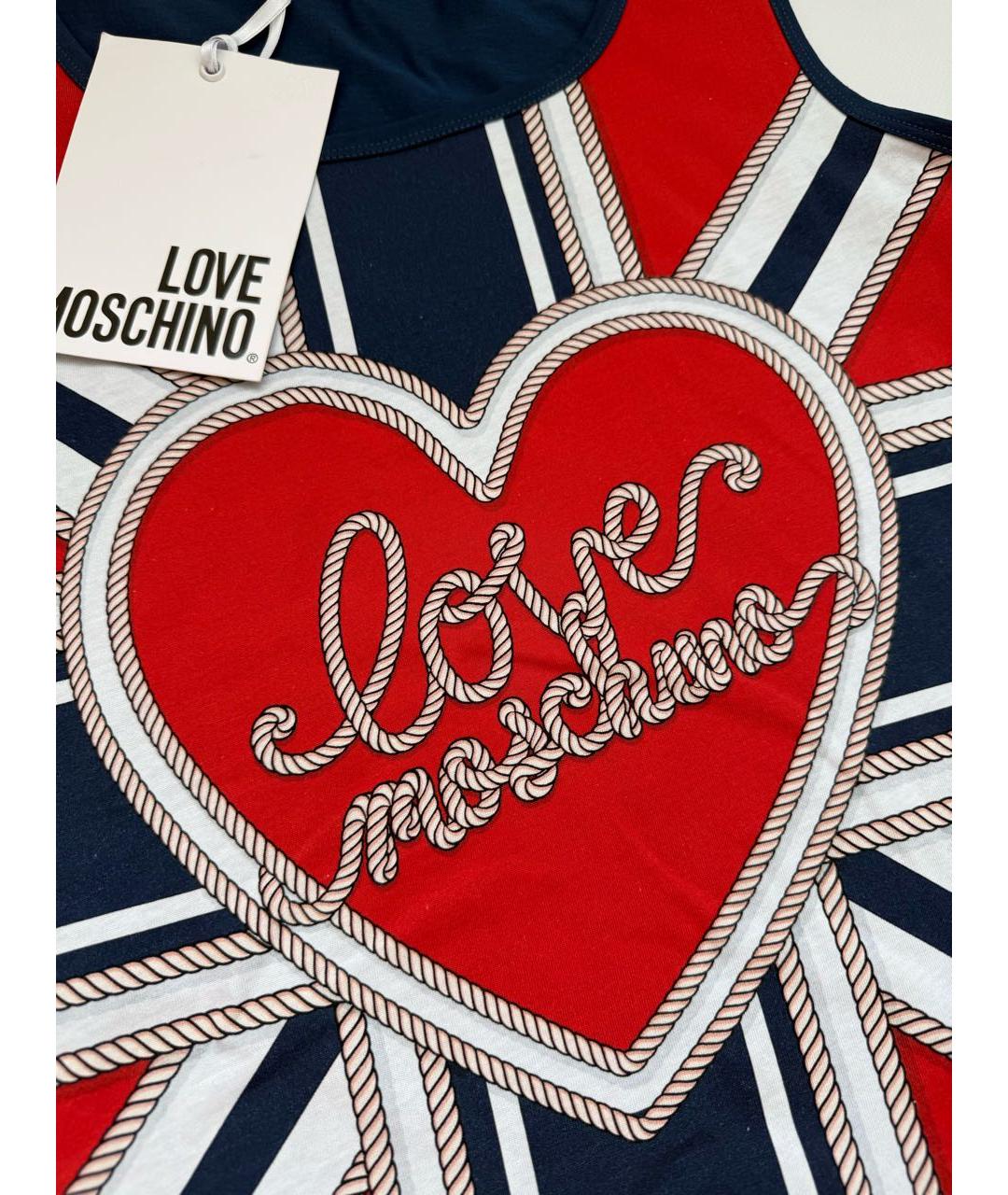 LOVE MOSCHINO Мульти хлопковое повседневное платье, фото 4