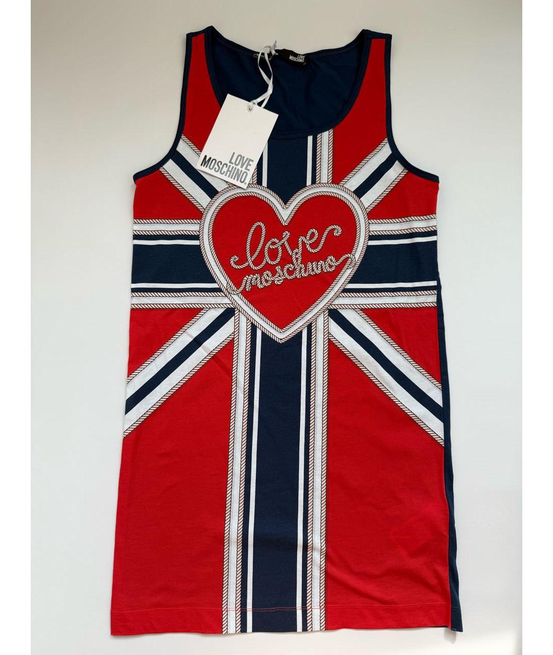LOVE MOSCHINO Мульти хлопковое повседневное платье, фото 8