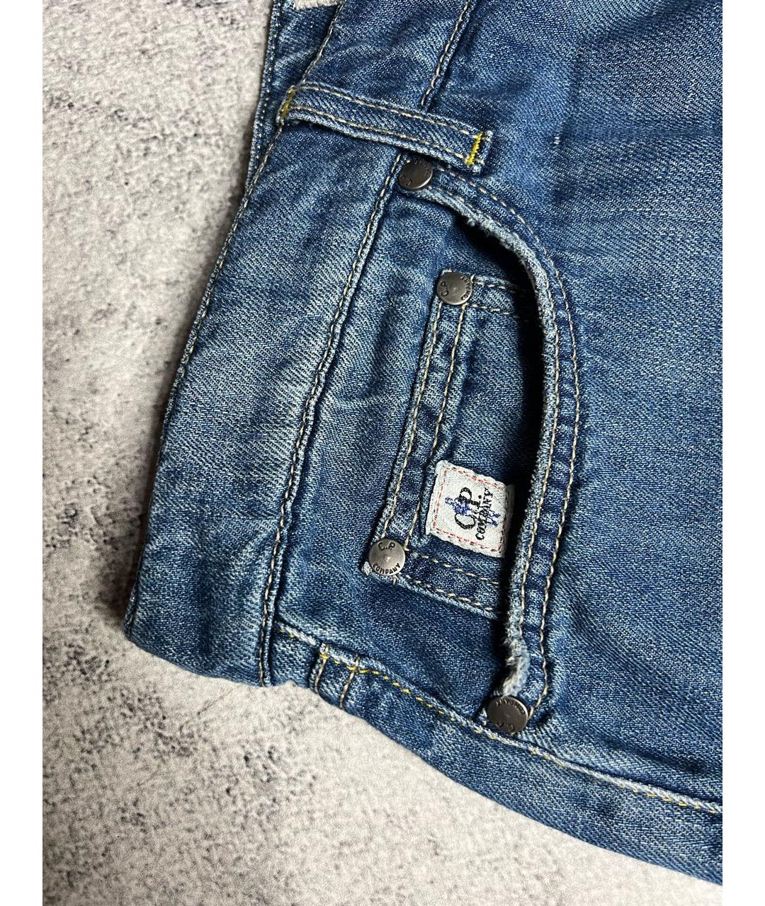 CP COMPANY Синие хлопко-леновые прямые джинсы, фото 3